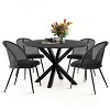 5pcs Black Dining Set for 4, Round Black Grain Dining Table Set with 4 Upholstered Rattan Dining Chair, Dining Room Furniture - The Pop Home - 3 of 4