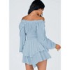 Women's Off Shoulder Long Sleeve Ruffle Jumpsuit with Elastic Waist Flowy Skirt Bottom - 4 of 4