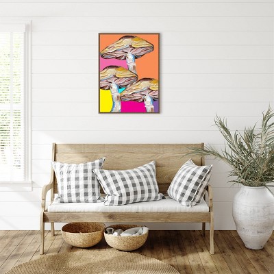 Colorful Abstract Mushroom Framed Canvas Wall Art