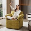 360° Swivel Accent Chair with Gold Metal Frame, Fluffy Upholstered Armchair for Living Room or Bedroom, Modern Square Lounge Chair-Maison Boucle - 2 of 4