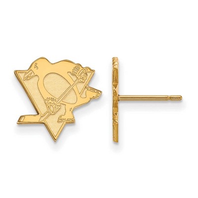 Black Bow Jewelry 14k Yellow Gold Pittsburgh Penguins NHL Stud Earrings