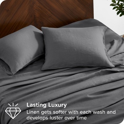 Full Dark Grey Organic Linen Sheet Set