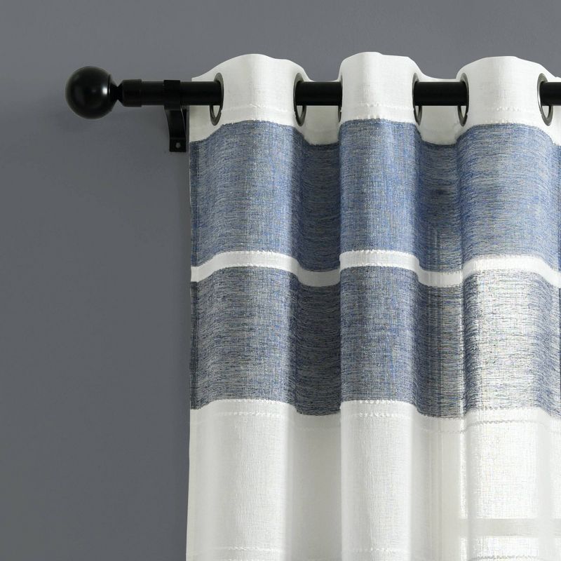 Set of 2 38"x84" Textured Stripe Grommet Sheer Window Curtain Panels - Lush Décor, 3 of 8