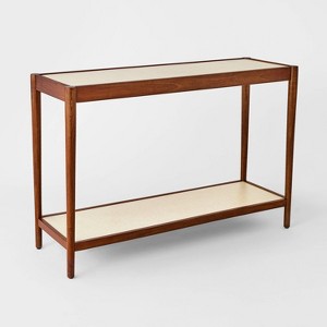 Natural Linen Console Table with Shelf Mahogany Brown - Threshold™ designed with Studio McGee - 1 of 4