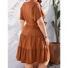 YESFASHION Women Plus Size Summer Dress V Neck Wrap High Waist Short Sleeve Ruffle Casual Midi Flowy A-line Boho Dresses - 2 of 4