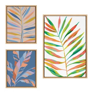 Kate & Laurel All Things Decor (Set of 3) Sylvie EV Palma No. 2 Rainbow Palms Blush and Banana Leaves Framed Canvas WallArts by Various Artists - 1 of 4