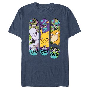 Men's Pokemon Mewtwo, Pikachu, and Psyduck Skateboard Decks T-Shirt - 1 of 4