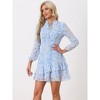 INSPIRE CHIC Women's Summer Floral Layered Tie V-Neck Semi-Sheer Long Sleeve Mini Dress - 2 of 4