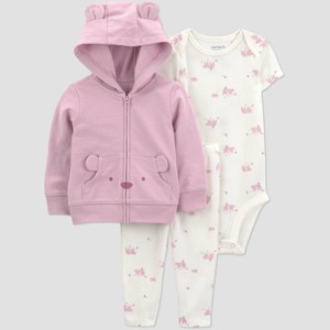 Carter's Just One You® Baby Girls' French Terry Bear Sweatshirt & Pants Set - Pink - 1 of 4