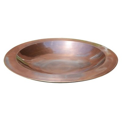 3" Large Brass Classic Birdbath with Shallow Rimmed Bowl Antique Copper Plated - Achla Designs