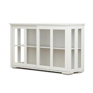 Sevobal Utility Storage Cabinets, Freestanding Storage Cabinet with Transparent Sliding Doors for Living Room Kitchen, White, 41.92"*12.99"*24.6" - 1 of 4