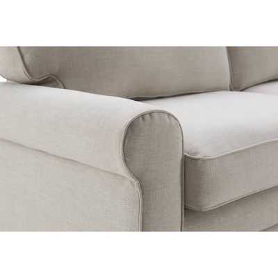 Copenhagen Light Gray 78" Microfiber Sofa with Rounded Arms and Removable Cushions