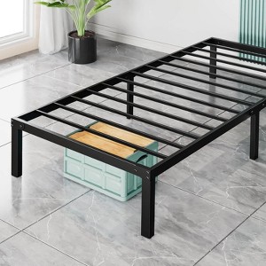 MAYEERTY Twin Size Metal Bed Frame with Sturdy Steel Slat Support, No Box Spring Needed, Black - 1 of 4