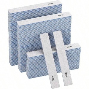 100 Count 80/80 Grit Rectangle Nail Files, Reusable Coarse Double Sided Emery Boards for Acrylic Nails - 1 of 4