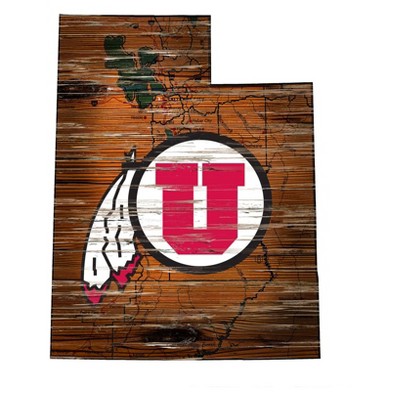 NCAA Utah Utes 12" State Map Wood Sign