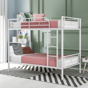 Whisen Sturdy Twin-Over-Twin Bunk Bed, Steel Frame, Full Guardrails, Sturdy Stability & Convertible to 2 Beds - 1 of 4