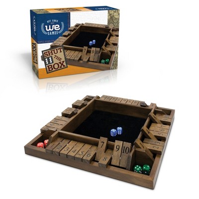 We Games 4 Player Shut The Box Jogo de tabuleiro de dados com tampa -  Madeira manchada