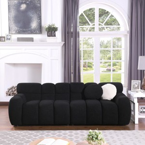 87"Cloud Couches,Boucle Sofa With Square Arms,Long Sofa,Lounge Sofa,3 Seat Sofa,Marshmallow Sofa With Wooden Frame,Soft Sofa Furniture-Cuddlewood - 1 of 4
