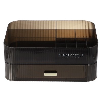 Unique Bargains Translucent Stackable Drawers Makeup Organizer