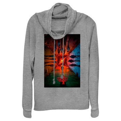 Junior's Stranger Things Main Poster Cowl Neck Sweatshirt