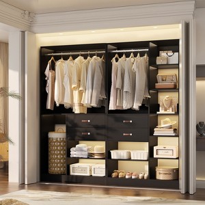 Besiost 80-In Closet System Set with Wood Drawers, Freestanding Closet Organizer with Clothes Rack - 1 of 4