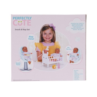 Perfectly Cute Baby Snack and Nap Set 8&#34; Baby Doll - Light Brown Hair/Brown Eyes