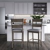 Set of 2 Tuscany Counter Height Dining Chair Washed Gray - CorLiving: Upholstered Square Stools, Footrest, Rubberwood - 2 of 4