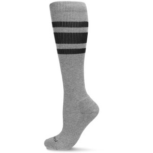 Memoi Unisex Striped Athletic Cushion Sole Knee High Cotton Blend 15-20mmHg Graduated Compression Socks - 1 of 4