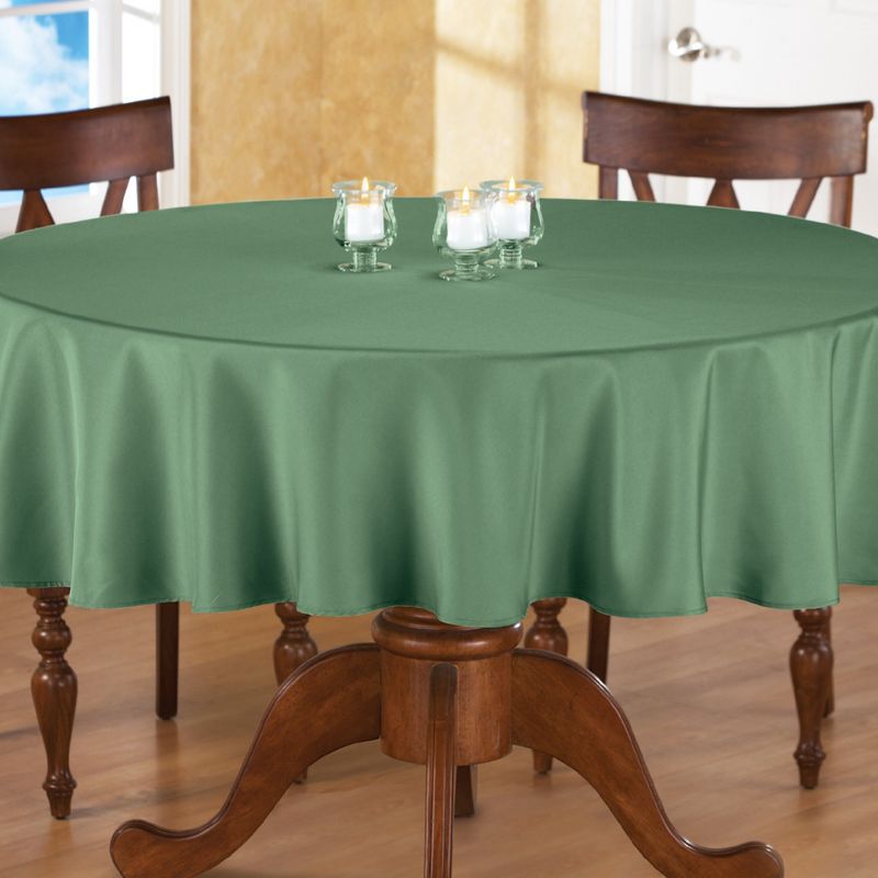 Collections Etc 70 Inch Round Solid Colored Tablecloth, 100% Durable Polyester, 2 of 4