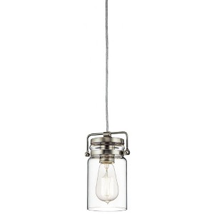 Brinley 7.75" 1 Light Mini Pendant with Clear Glass Brushed Nickel - 1 of 3