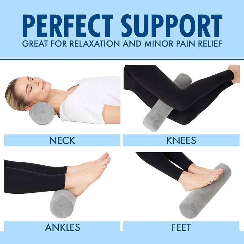 Allsett Health Cervical Neck Roll Memory Foam Pillow, Bolster Pillow, Neck Pillows Support for Sleeping | Bolster Pillow for Legs, Back and Yoga, 4 of 9