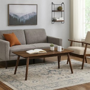 Royal Hampton Coffee Table, 47 Inch Rectangular Top with Angled Legs, Walnut Brown - 1 of 4