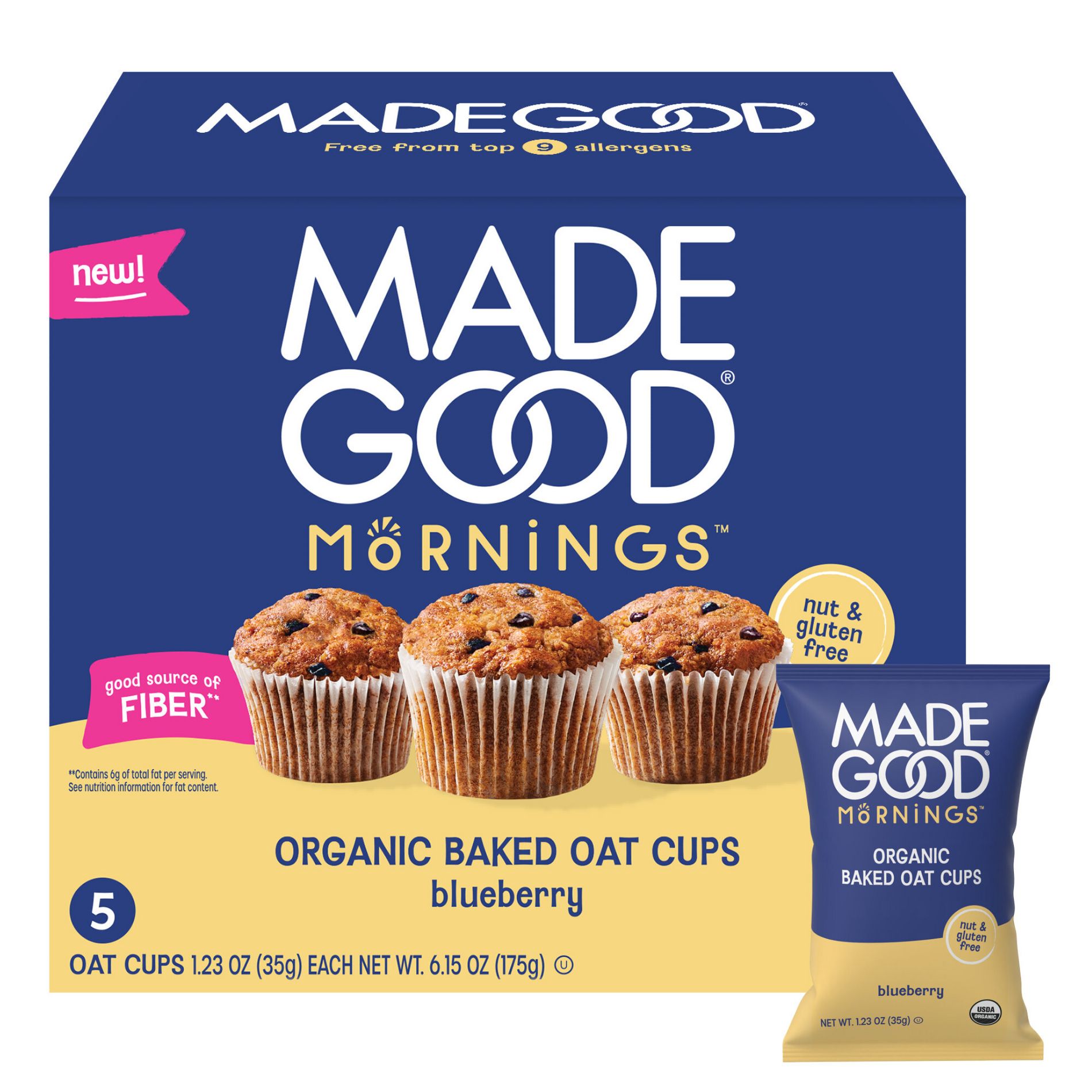 MadeGood Blueberry Snack Oat Cups - 6.15oz/5ct