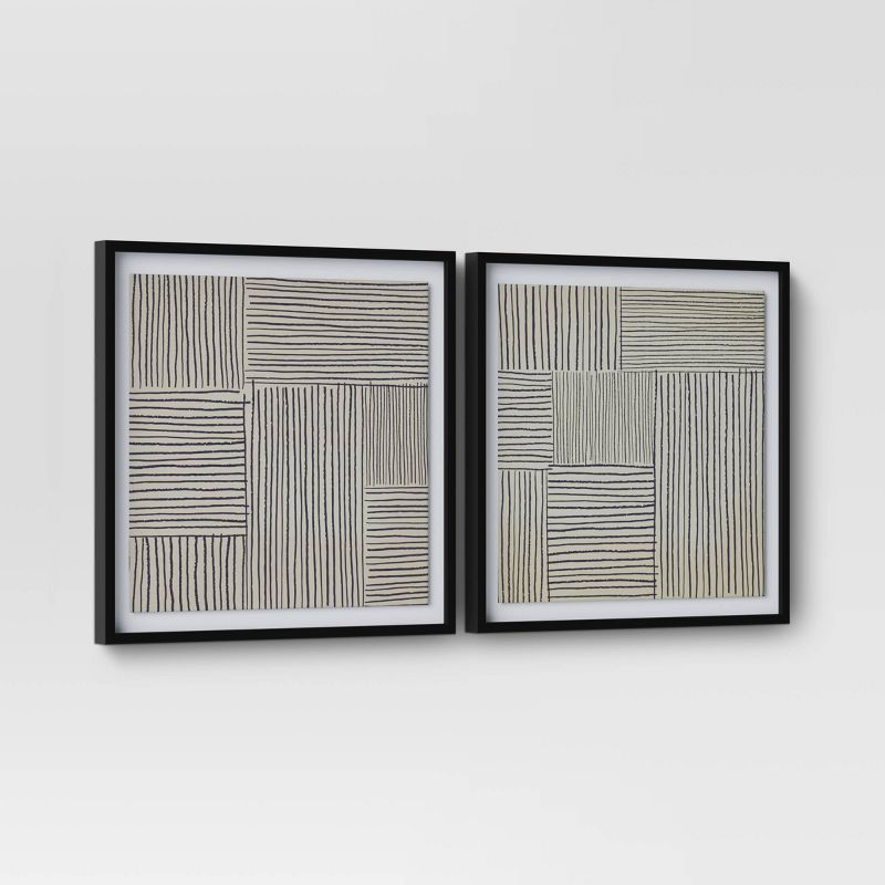 (Set of 2) 20&#34; x 20&#34; Abstract Lines Framed Print Black - Project 62&#8482;, 4 of 13