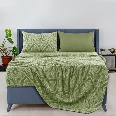 6 Piece Sheet Sets Paisley Printed Sheets Set Ultra Soft Deep Pocket Microfiber Bed Sheets - Lux Decor Collection