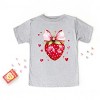 Coquette Strawberry Hearts Watercolor - Youth Short Sleeve Graphic T-Shirt - 3 of 4