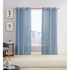 Dainty Home Hannah 2-pack Linen Textured Light Filtering Grommet Window Panels - 1 of 3