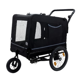 Lyngins Large 2-in-1 Bike Trailer & Push Cart for Pets with Detachable Bike Hitch & Push Handle, Convertible Dog Stroller with All-Terrain Wheels - 1 of 4