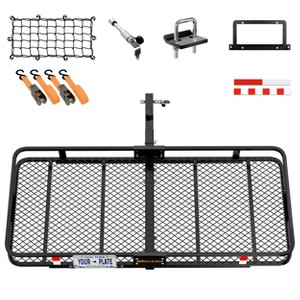Mockins 60"x24"x6" Hitch Cargo Carrier Rack with Luggage Carrier Accessories - License Plate Bracket, Net, Straps, Hitch Lock & Stabilizer - 1 of 4