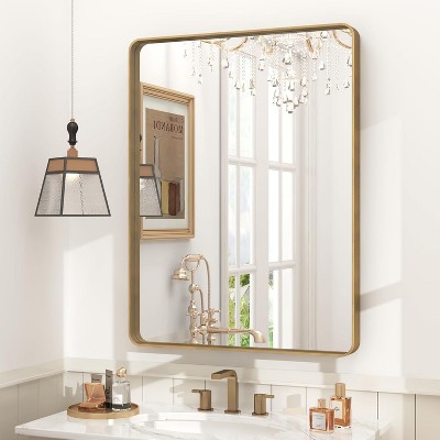 KIOTEE Rectangular Aluminum Alloy Framed and Tempered Glass Wall Bathroom Vanity Mirror in Matte Black