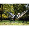 The Hamptons Collection 110” Grey and Gold Striped Brazilian Style Hammock with a Steel Hammock Stand - 3 of 4