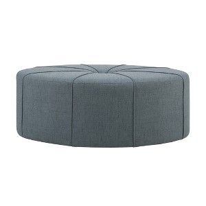 Christopher Knight Home Clare 48" Oval Tufted Upholstered Fabric Solid Wood Ottoman with Button Accent - 1 of 4