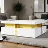 Mshliw Square Coffee Table with 4 Drawers, Glossy Finish Storage Center Table with Large 43.3 Inch Top, Dining Table, Accent Trim - 4 of 4