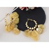 Anna-Kaci Boho Metal Flower Drop Dangle Earrings Layered Floral Petal Tassel Hoop Earring for Women - 2 of 4