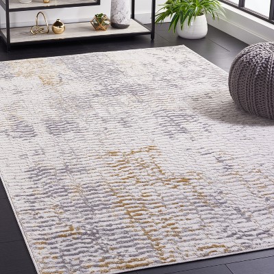 Gray and Beige Hand-Knotted Synthetic 4' x 6' Area Rug