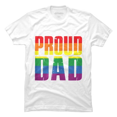 Adult Design By Humans Rainbow Pride Proud Dad By Luckyst T-Shirt - White - Small