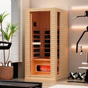 EROMMY 1/2 - Person Infrared Sauna with 10-Minute Warm-Up Heater Tube and Carbon Plate - Mini - 1 of 4