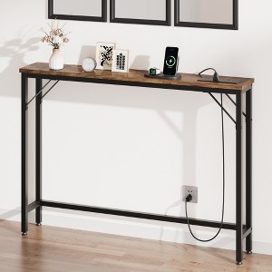 5.9" Narrow Sofa Table with Outlets, Skinny Console Table with Storage, Slim Behind Couch Table for Living Room, Entryway, Hallway, Foyer - 1 of 4