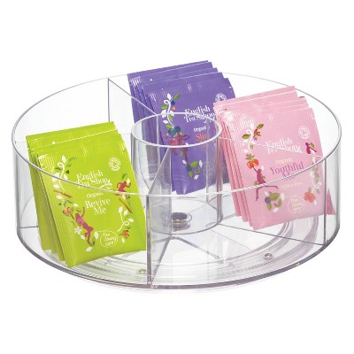 Clear BPA-Free Plastic 9" Rotating Tea Organizer with 5 Compartments