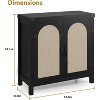 Rattan-Accent Buffet Cabinet with Storage, Adjustable Shelves Sideboard, Synthetic Rattan Doors Storage Cabinet for Living Room, Dining Room - 2 of 4